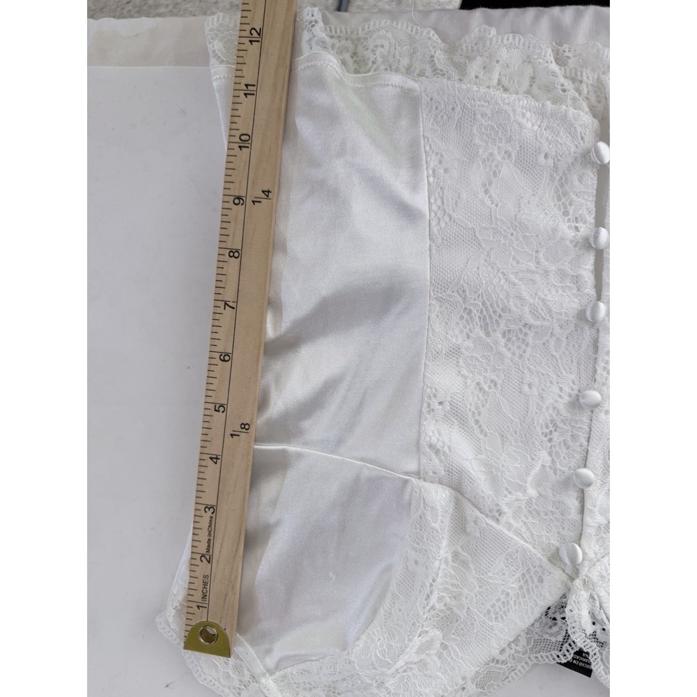 Satin Lace Trim Camisole Top Womens M White Layering Whimsy Fairy Cami Romantic - Picture 11 of 13